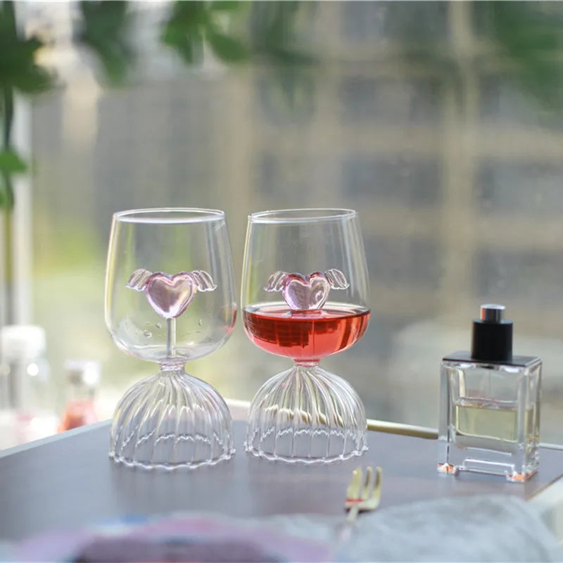 Tasse à Jus Romantique Réutilisable – Verre 3D Cœur Rose