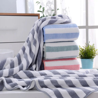 NESTO🛁 Serviette de bain rayée en velours pour bébé – Lot de 2 pièces