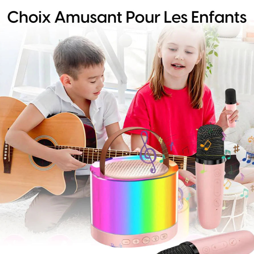 Mini Enceinte Karaoké Bluetooth avec Micros et Lumières RGB NESTO MAROC