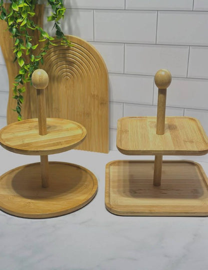 Présentoir à Gâteaux en Bambou – Élégance Naturelle