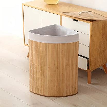 Panier à linge élégant en bois de bambou avec sac de doublure amovible