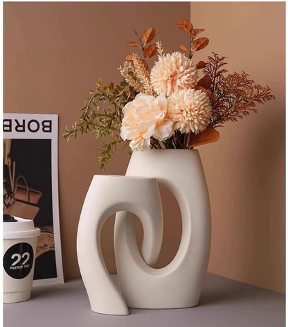 Vase Décoratif Creux en Céramique Blanche Chiwoo – Design Moderne & Élégant