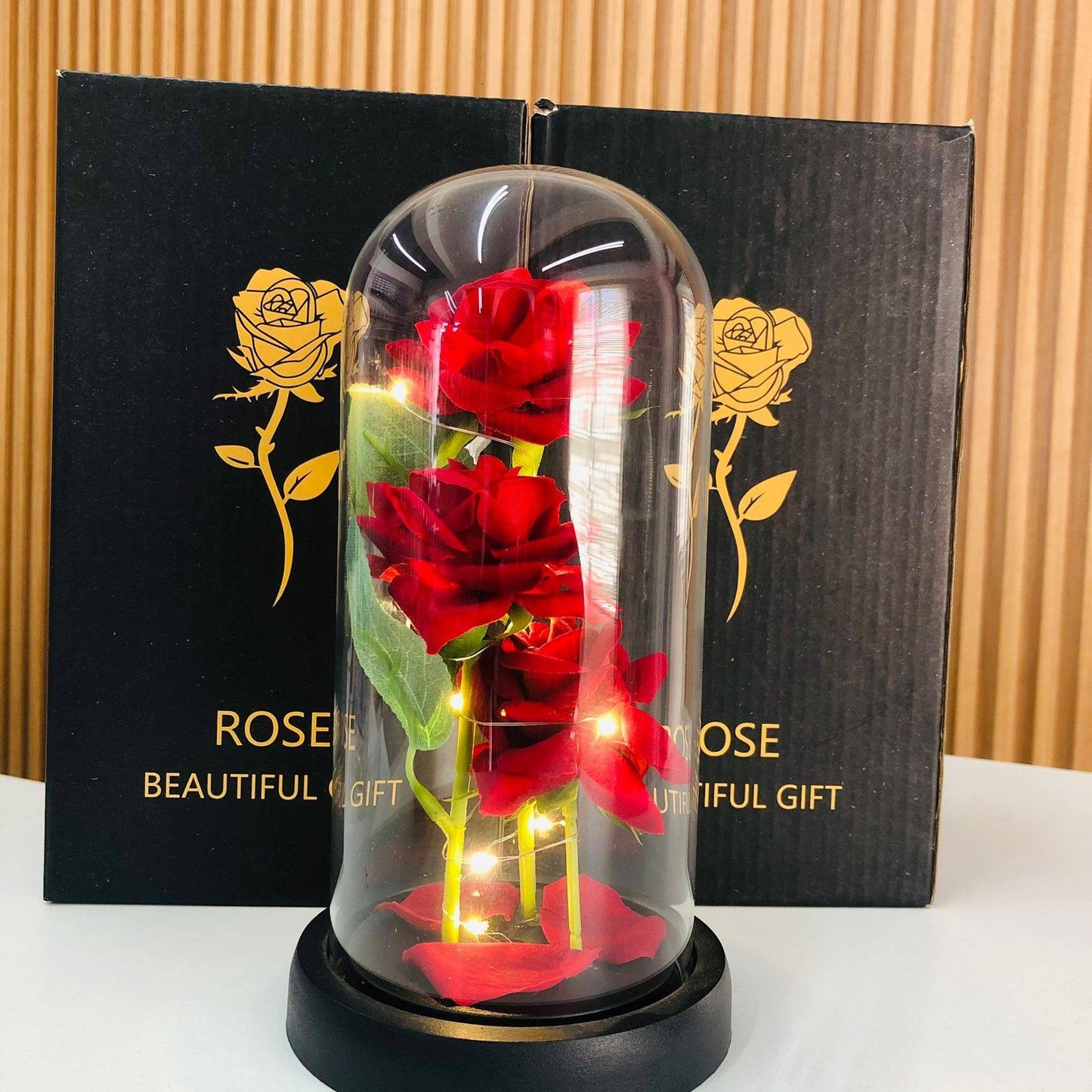 NESTO🎀 Rose Éternelle Rouge / Fleur Enchantée Lumineuse pour Épouse, Mère, Petite Amie.✨