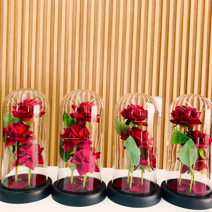 NESTO🎀 Rose Éternelle Rouge / Fleur Enchantée Lumineuse pour Épouse, Mère, Petite Amie.✨