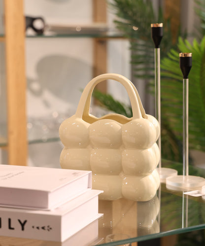 Vase à Fleurs Moderne en Céramique Émaillée – Design à Bulles & Poignée Élégante 🏺NESTO.MA