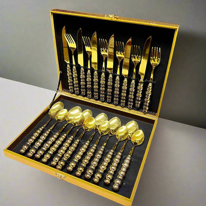 Set de Couverts en Acier Inoxydable Premium avec Boîte de Rangement Chic