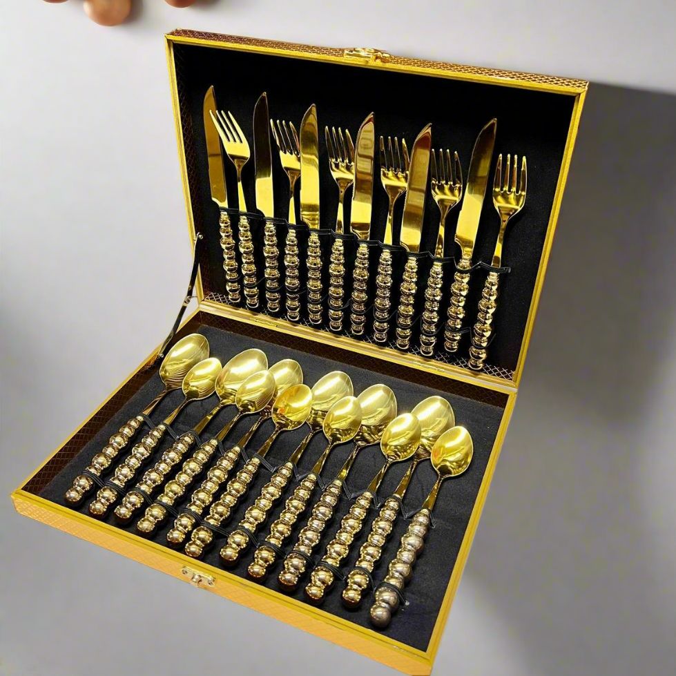 Set de Couverts en Acier Inoxydable Premium avec Boîte de Rangement Chic