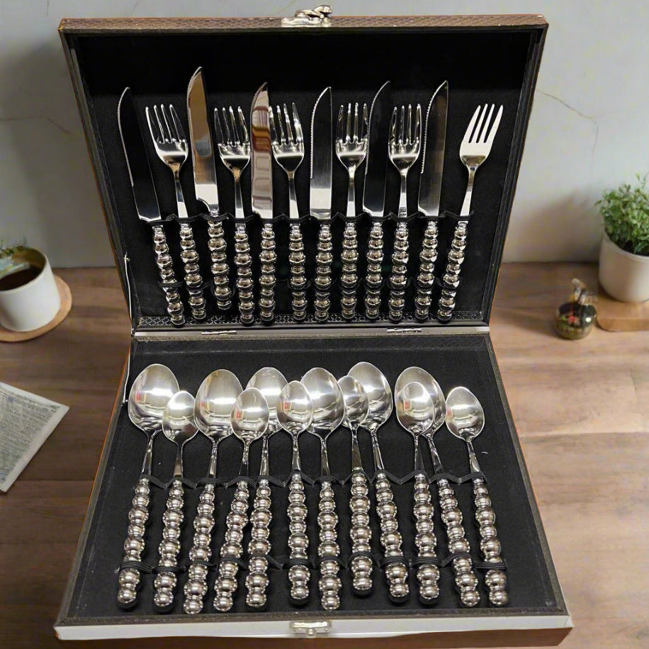 Set de Couverts en Acier Inoxydable Premium avec Boîte de Rangement Chic