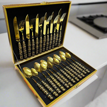 Set de Couverts en Acier Inoxydable Premium avec Boîte de Rangement Chic