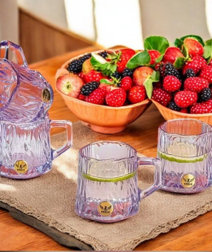 NESTO🥤 Ensemble Carafe en Verre Violet avec 4 Tasses Élégantes
