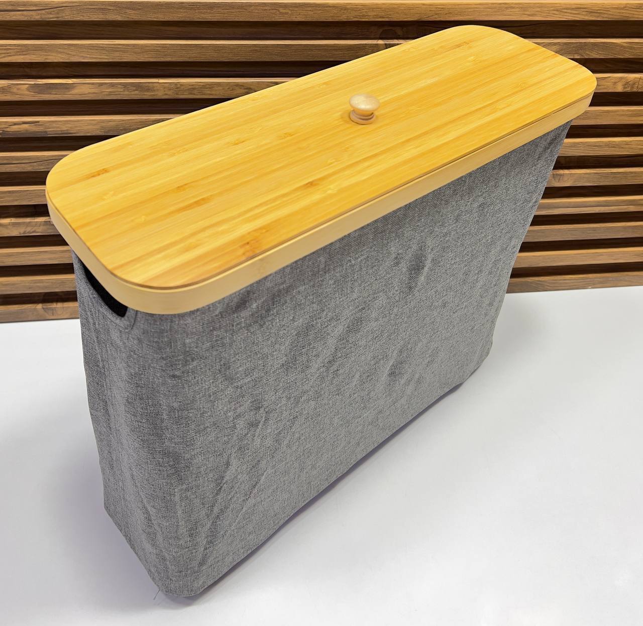 Panier à Linge Pliable avec Couvercle en Bambou