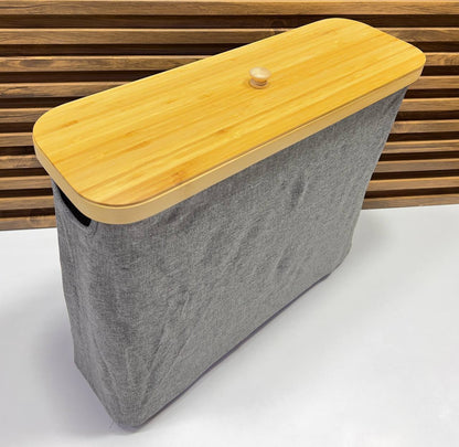 Panier à Linge Pliable avec Couvercle en Bambou