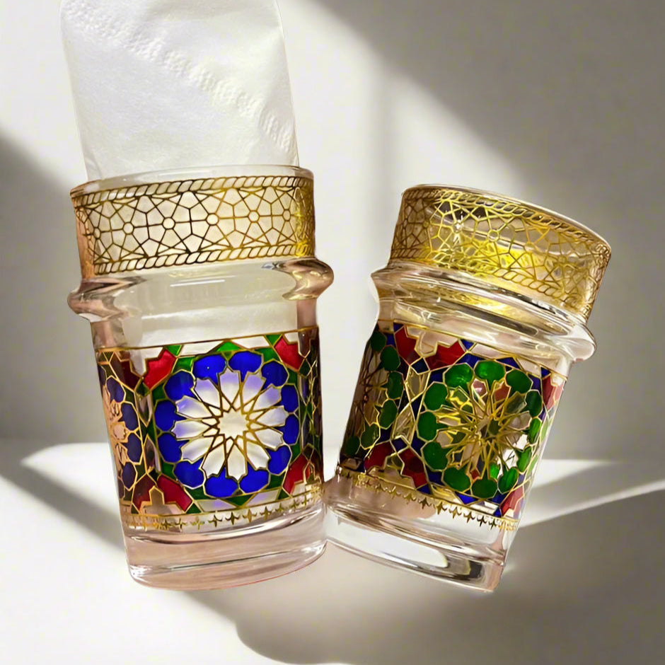 12 Verres à Thé Marocains Décorés à la Main – Élégance et Tradition