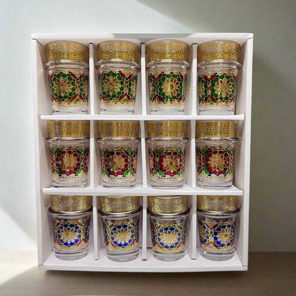 12 Verres à Thé Marocains Décorés à la Main – Élégance et Tradition