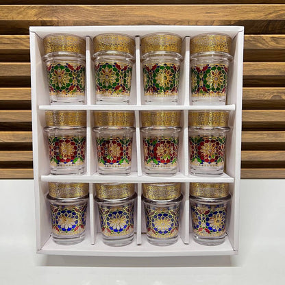 12 Verres à Thé Marocains Décorés à la Main – Élégance et Tradition