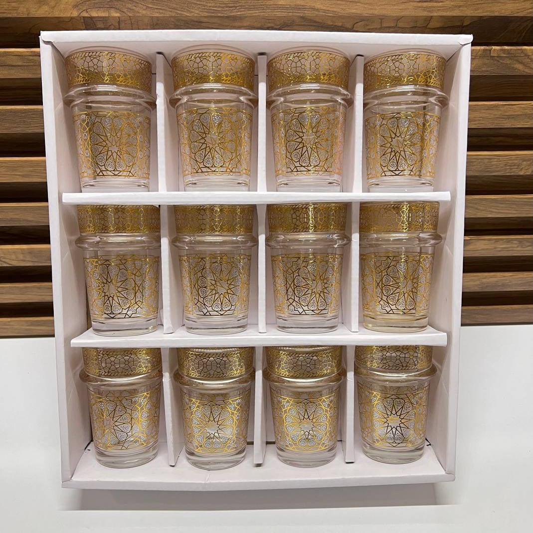 12 Verres à Thé Marocains Décorés à la Main – Élégance et Tradition