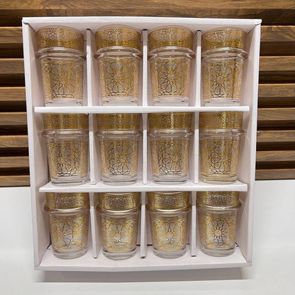 12 Verres à Thé Marocains Décorés à la Main – Élégance et Tradition