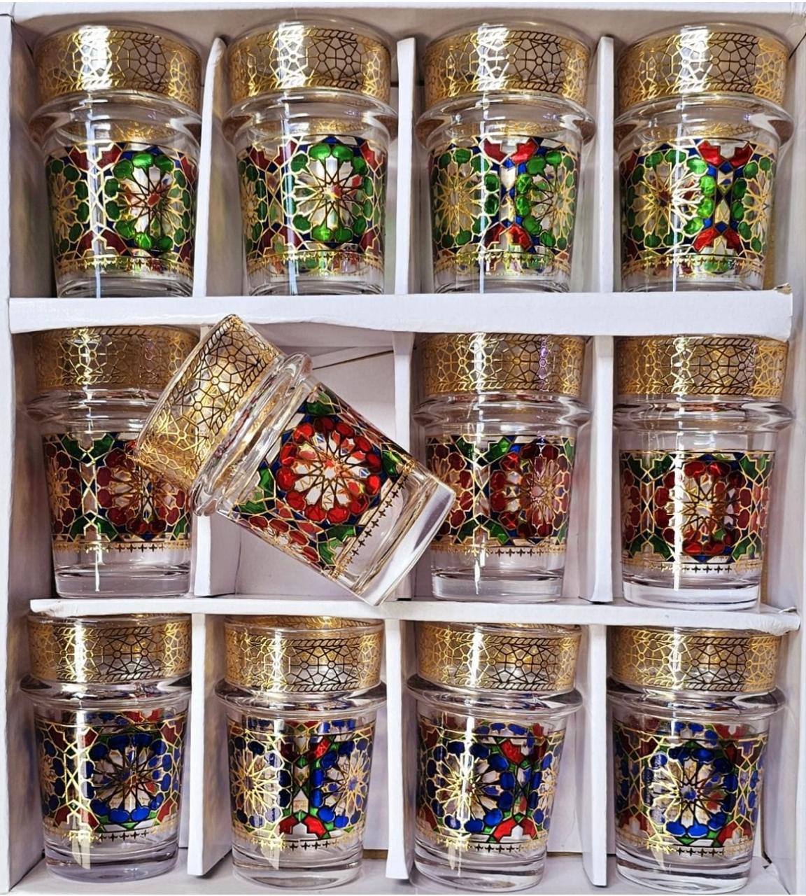 12 verres à thé en verre transparent avec détails élégants