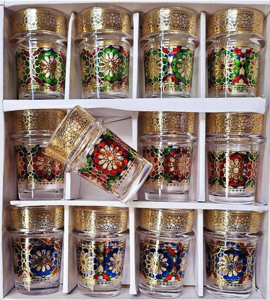 12 verres à thé en verre transparent avec détails élégants