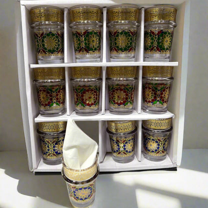 12 Verres à Thé Marocains Décorés à la Main – Élégance et Tradition