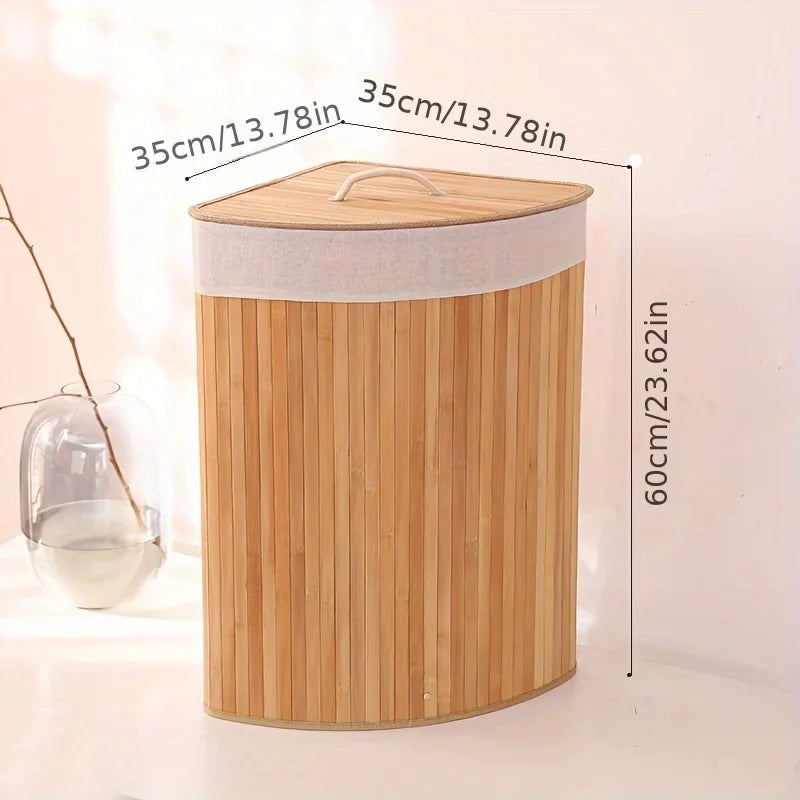 Panier à linge élégant en bois de bambou avec sac de doublure amovible