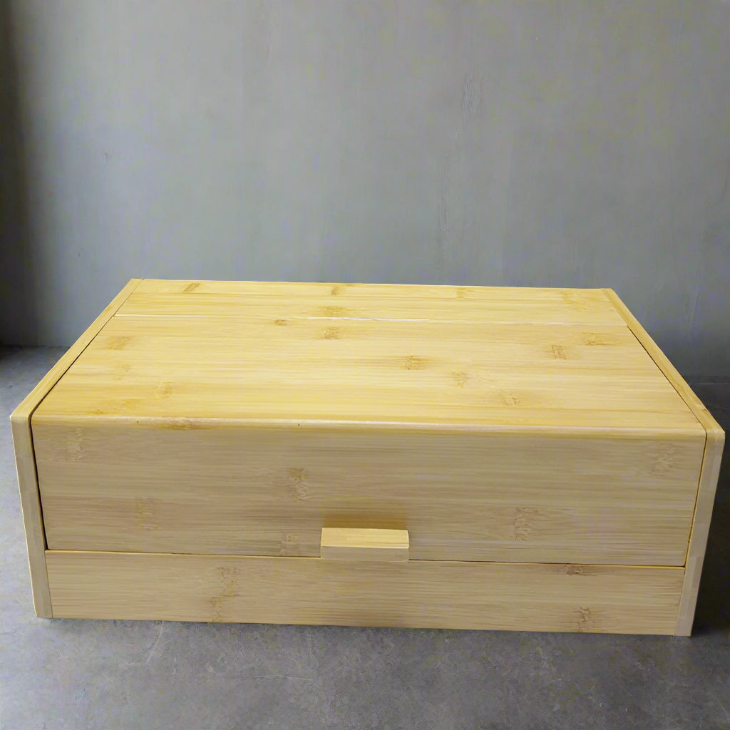 Boîte à Pain en Bambou Naturel avec Couvercle Basculant – Design Épuré