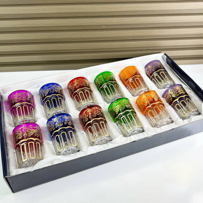 🫖✨ Coffret de 12 Verres à Thé Marocains Colorés – Édition Prestige NESTO MAROC