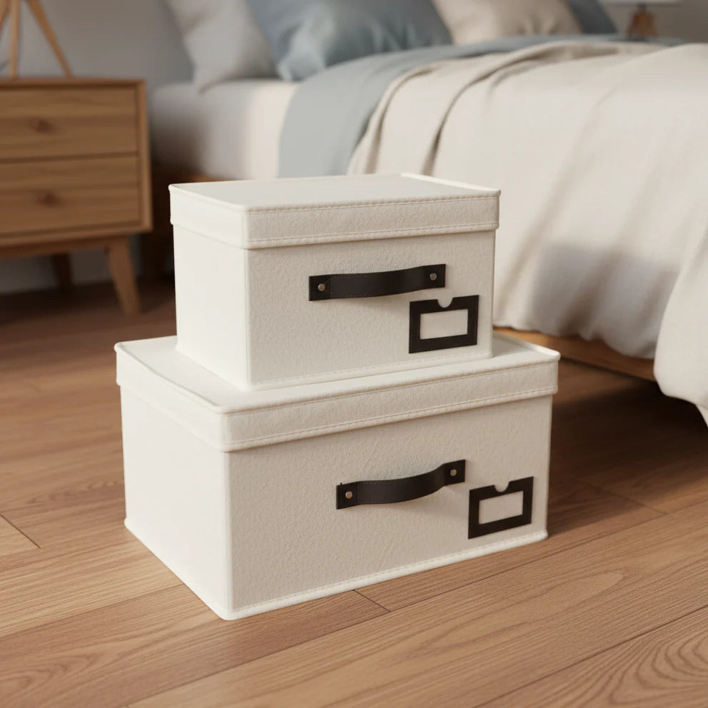 Boîtes de Rangement avec Poignées Renforcées – Lot de 2 Pièces NESTO.MAROC