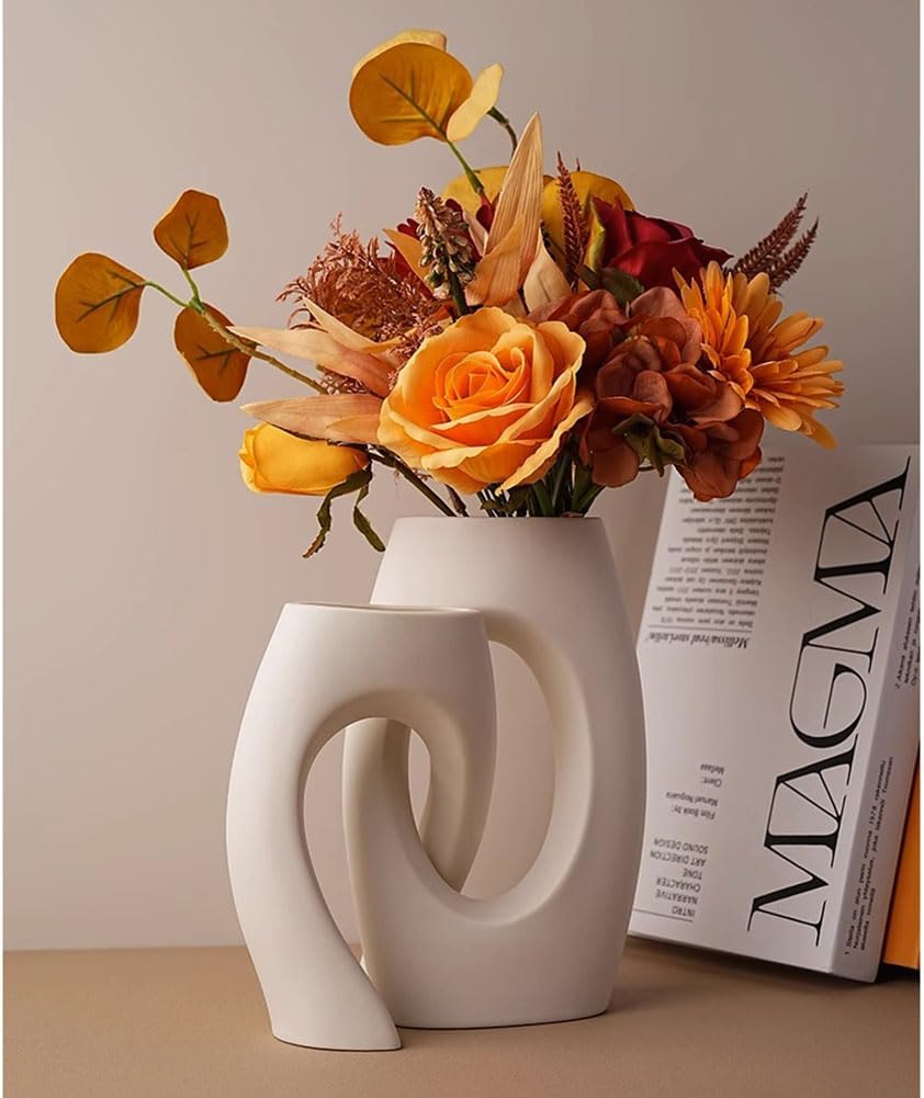 Vase Décoratif Creux en Céramique Blanche Chiwoo – Design Moderne & Élégant