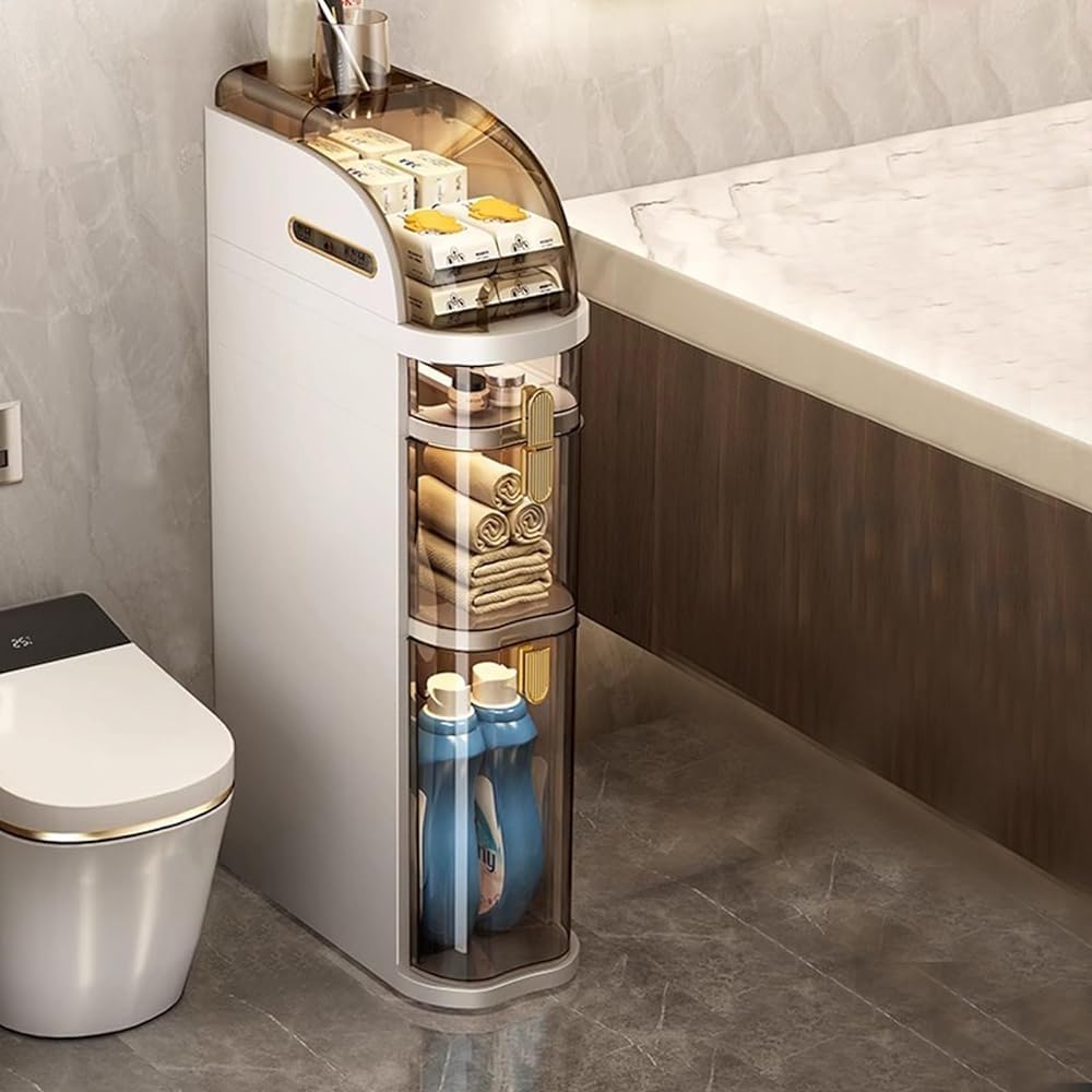 Meuble de Rangement Fin avec Roulettes et Tiroirs Transparents – Organisateur Gain de Place pour Salle de Bain