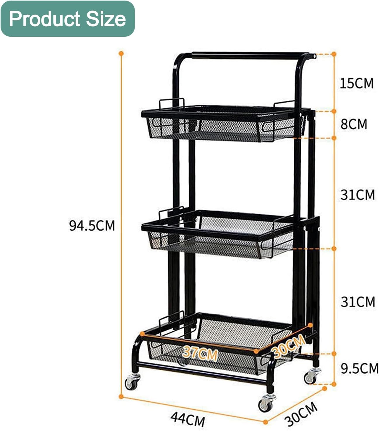 chariot de rangement pliable, chariot 3-en-1, chariot mobile cuisine, rangement modulable, organisateur maison, chariot à roulettes, chariot multifonction, étagère pliante, FlexiCart Clinson, rangement compact. Nesto.ma