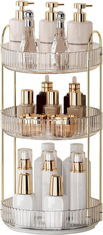 Organiseur de Maquillage Rotatif 3 Niveaux – Rangement pour Cosmétiques, Parfums & Soins