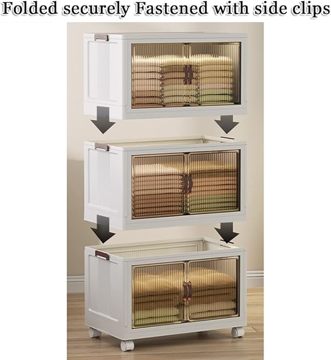 BQDRGHU™ Boîte de Rangement Empilable avec Roues et Portes Visibles – Rangement Intelligent et Élégant
