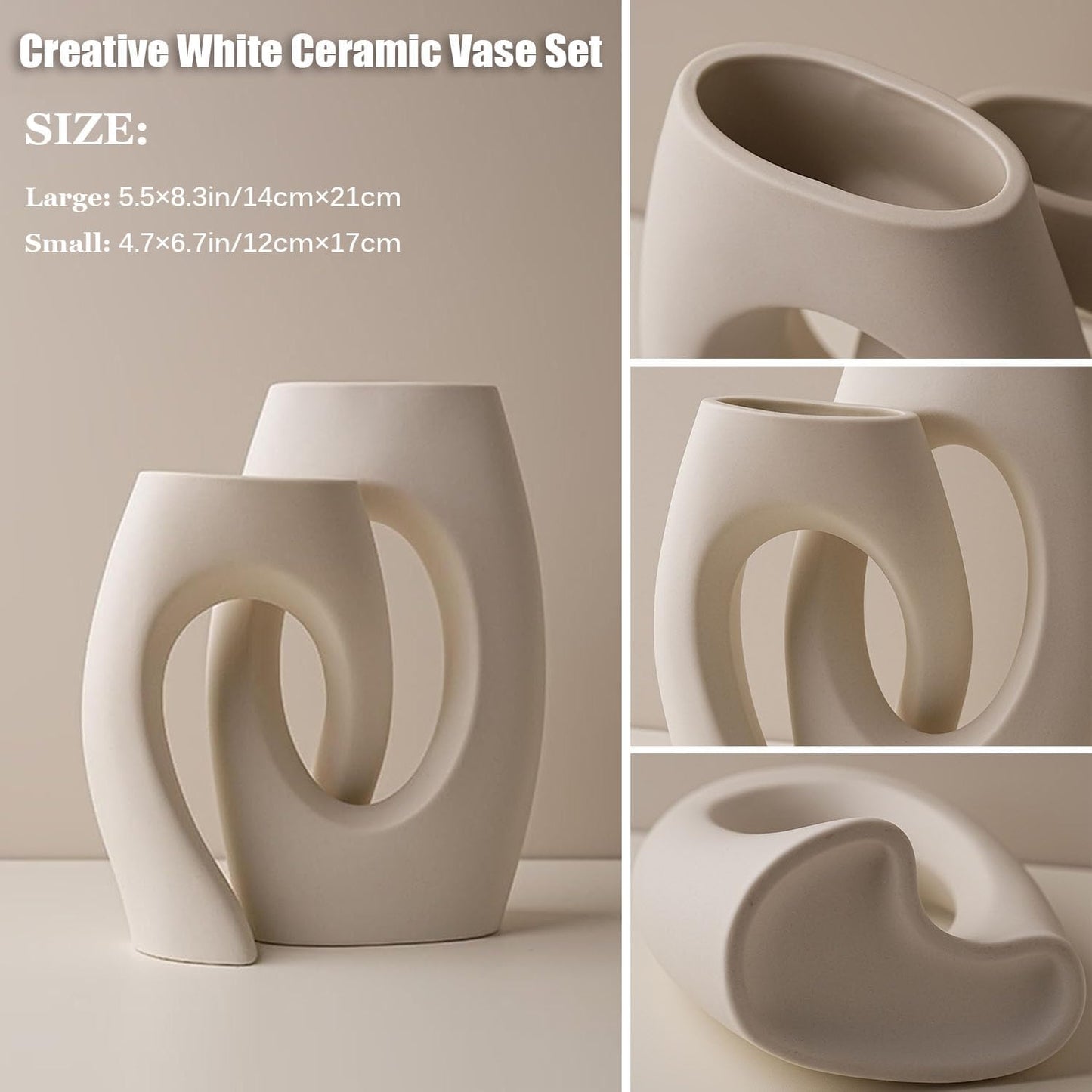 Vase Décoratif Creux en Céramique Blanche Chiwoo – Design Moderne & Élégant