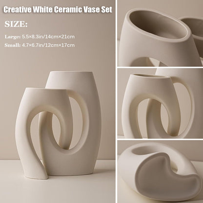 Vase Décoratif Creux en Céramique Blanche Chiwoo – Design Moderne & Élégant