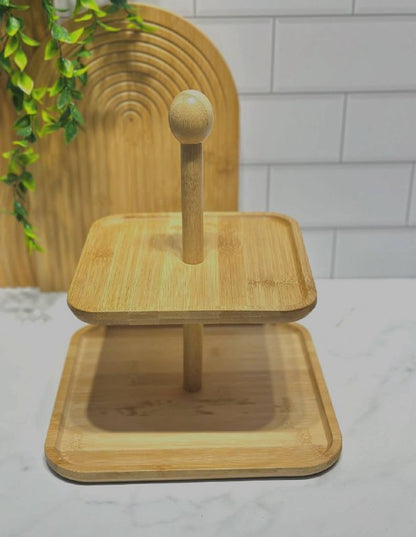 Présentoir à Gâteaux en Bambou – Élégance Naturelle