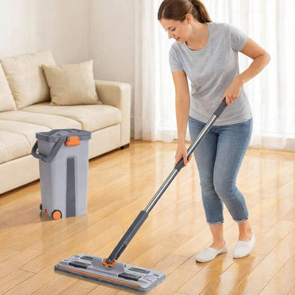 Vadrouille pour Balai en microfibre, Serpillière + Seau + 7 Tampons de rechange