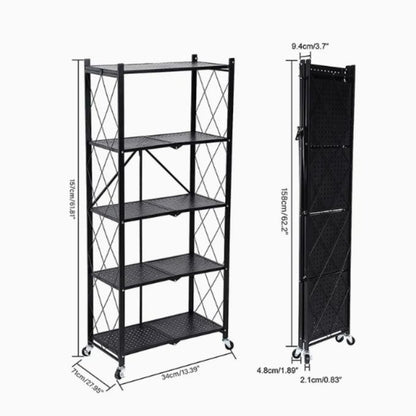 Étagère Pliante à 5 Niveaux avec Roulettes pour Cuisine Nesto maroc