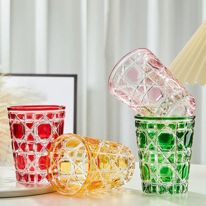 Verre Transparent Style Rétro avec Motifs en Relief – 310 ml
