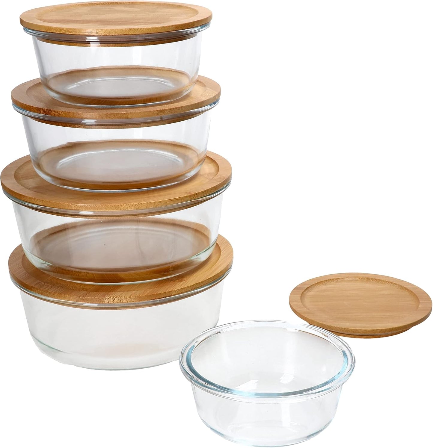 Boîte à Lunch en Verre avec Couvercle en Bambou – Grande Capacité, Anti-Fuite & Micro-ondes