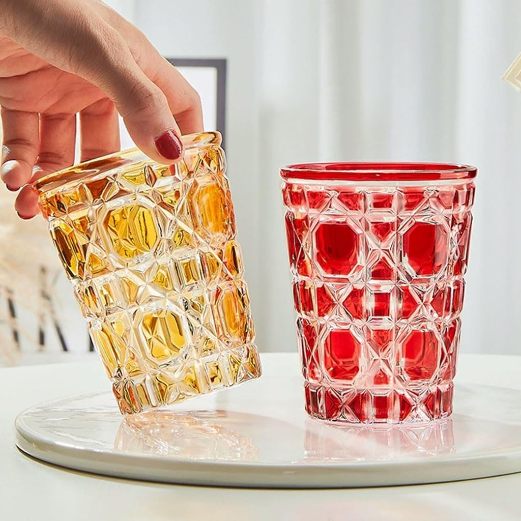 Verre Transparent Style Rétro avec Motifs en Relief – 310 ml