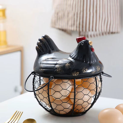 Rangement en Céramique en Forme de Poule – Idéal pour Œufs et Fruits