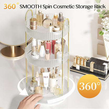 Organiseur de Maquillage Rotatif 3 Niveaux – Rangement pour Cosmétiques, Parfums & Soins