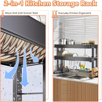 Organisez votre cuisine avec l’égouttoir à vaisselle en acier au carbone à 2 niveaux. Robuste, élégant et pratique, il garde tout propre et parfaitement rangé