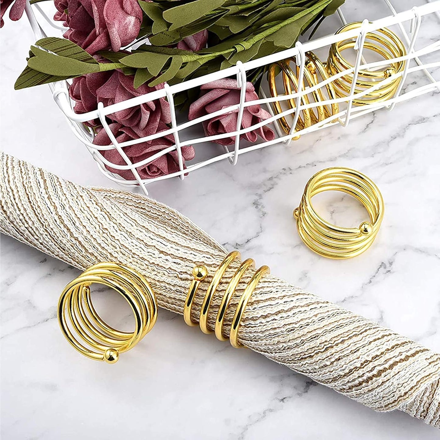 Lot de 6 anneaux de serviette en  mariage, et décoration de table à manger