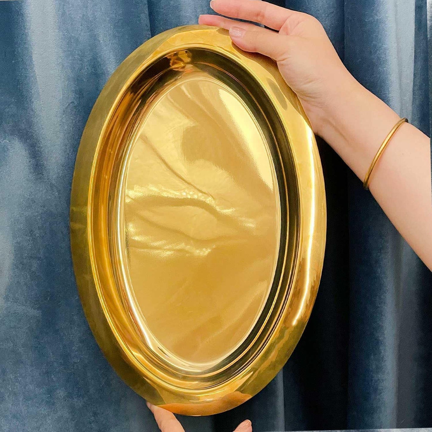 Gold Stainless Steel Ovale Tray