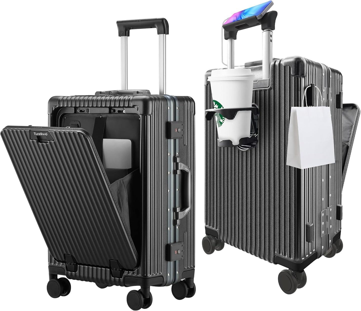 Valise cabine avec Porte-gobelet et Port USB