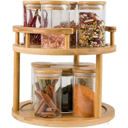 Support Rotatif à Épices en Bambou