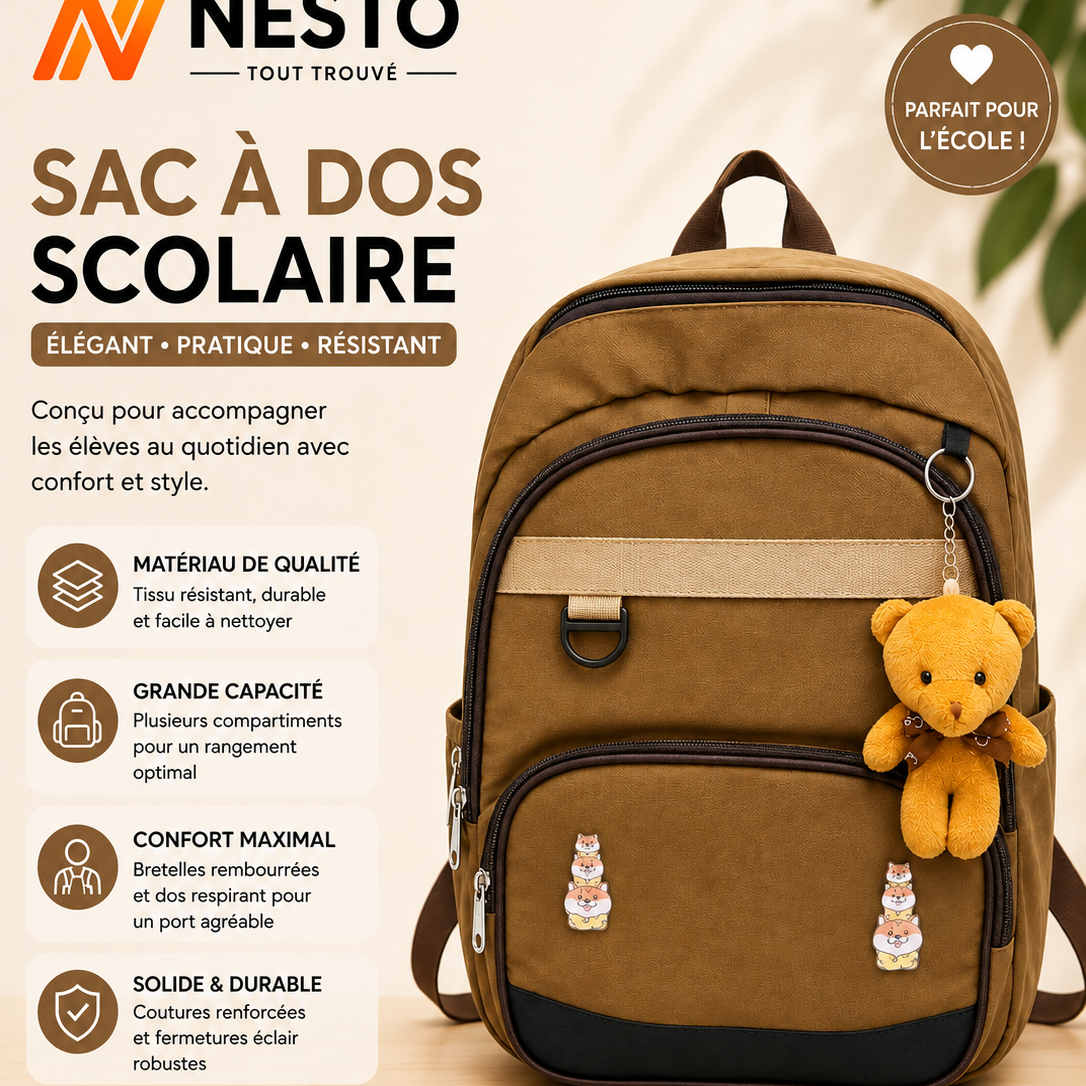 Sac à Dos Étudiante Grande Capacité – Style Moderne & Élégant