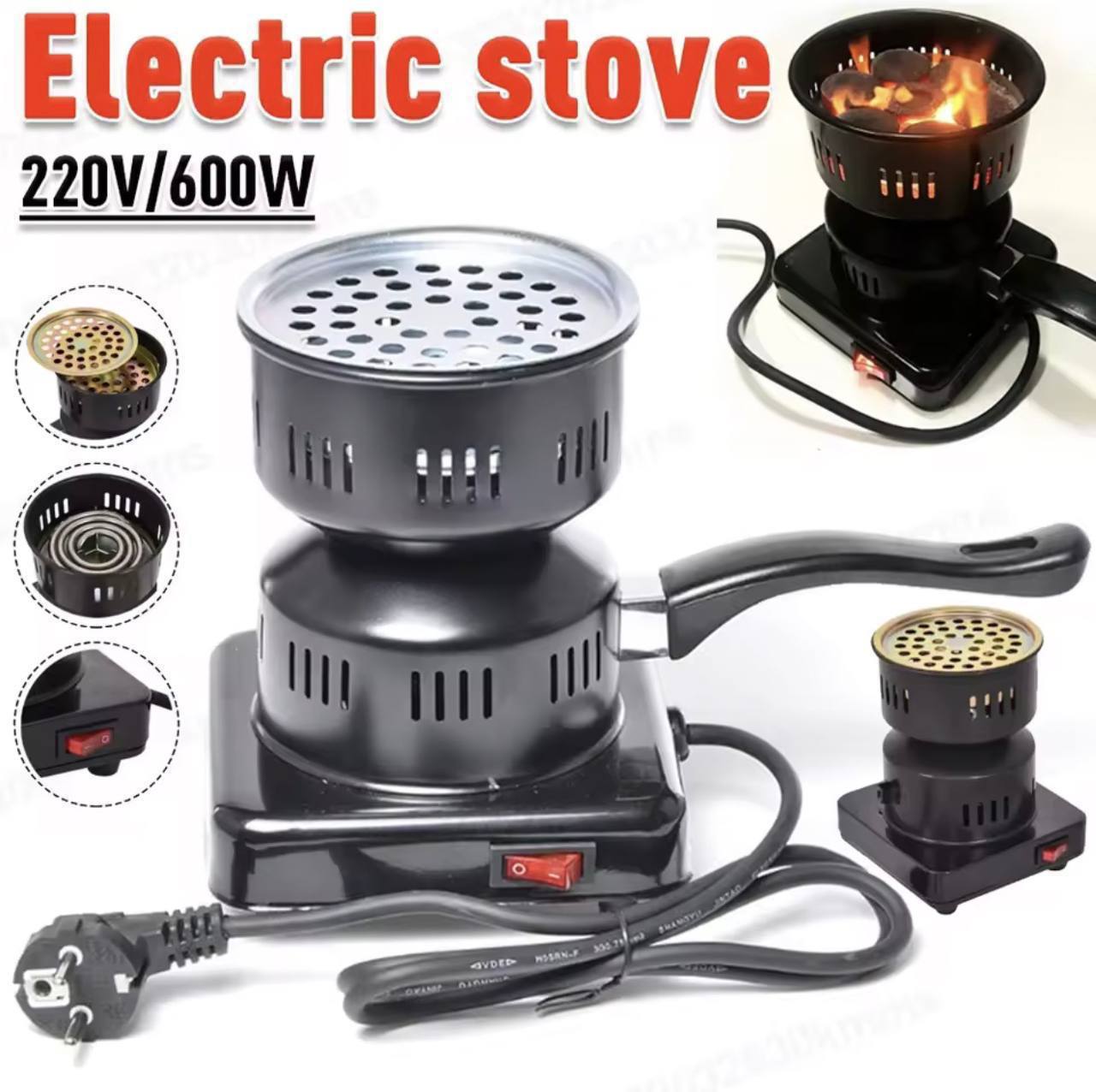 Réchaud Électrique pour Charbon 600W ANTON – Allume Charbon Rapide pour Chicha ; BBQ